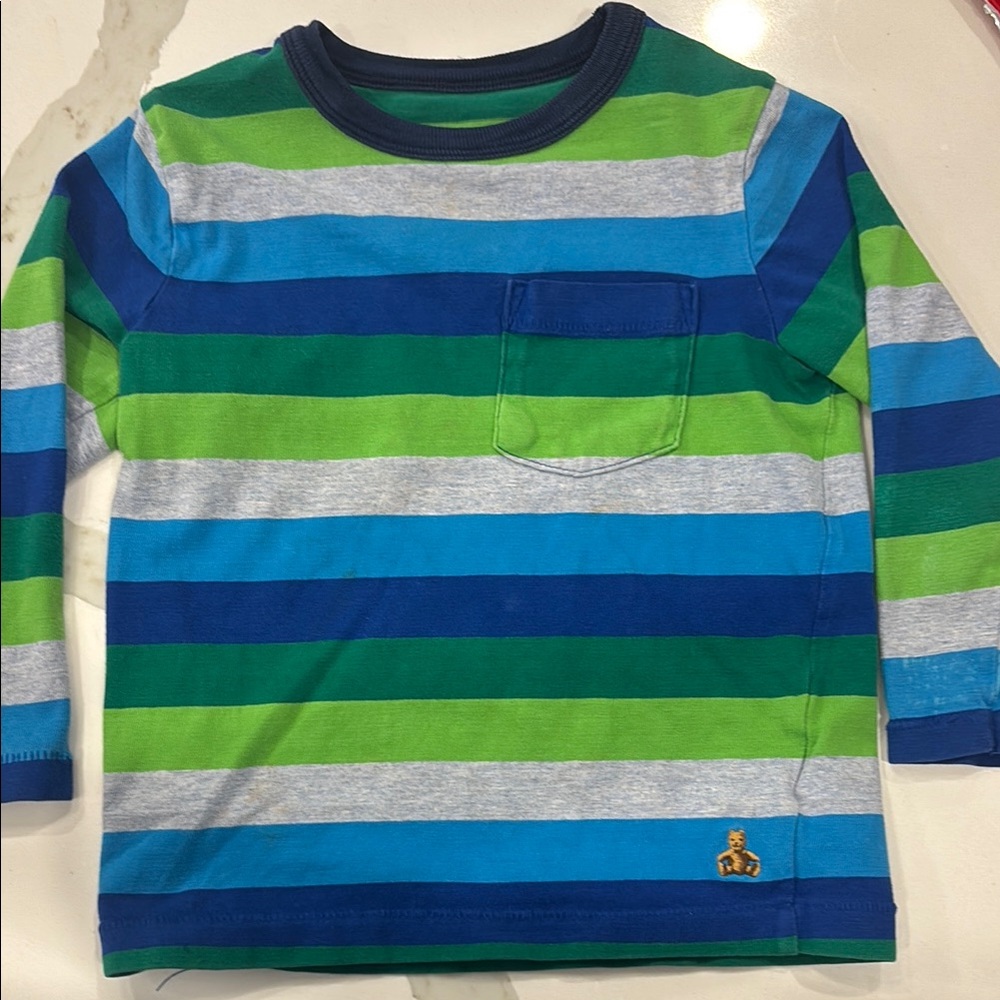 Striped Kids Shirt - Blue, Green, Gray